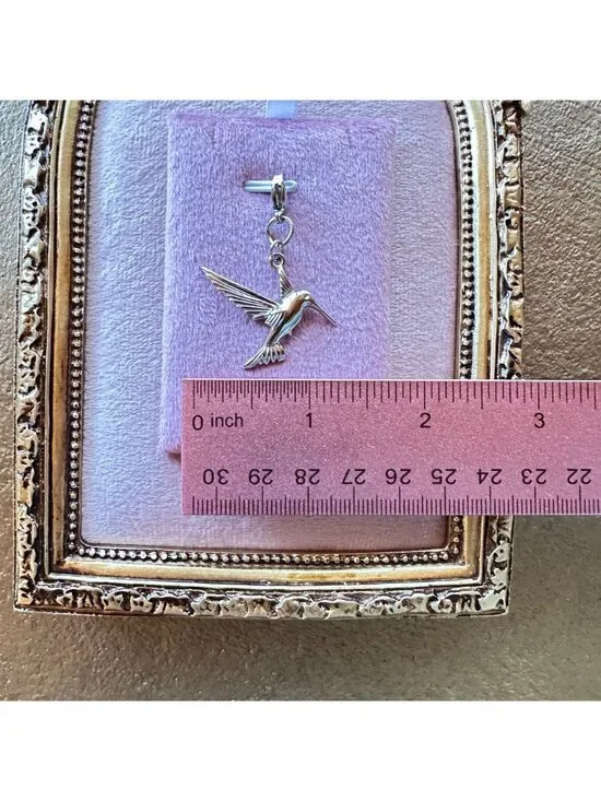 Hummingbird Charm Pendant With Lobster Clasp - Stainless Steel Waterproof - Picture 5 of 16